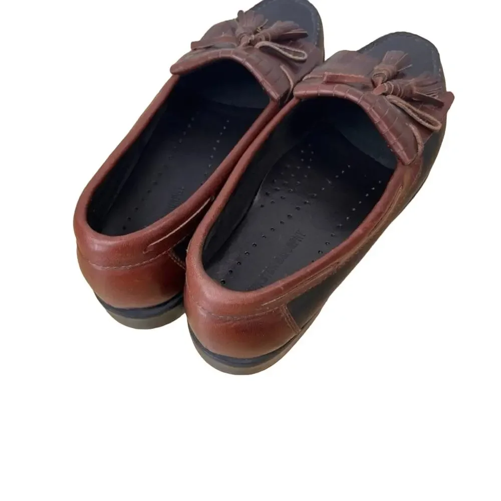 Johnston & Murphy Shoes Men 10 Leather Tassel Loafers Dress Shoe Two Tone